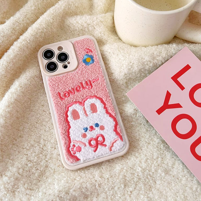 rabbit fuzzy iphone case boogzel apparel