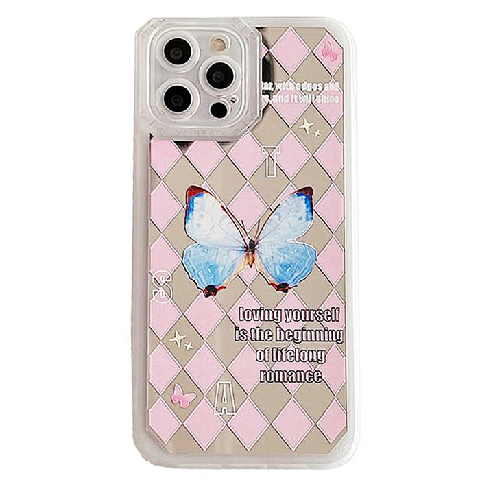 aesthetic butterfly argyle iphone case boogzel apparel