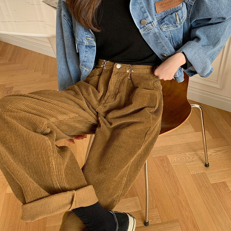 EVALESS Fall Winter Corduroy Pants for Women 2023 Trendy Work Business  Casual Clothes High Waisted Straight Leg Ankle Pants Loose Comfy Vintage  Cropped Trousers with Pockets Brown Small at  Women's Clothing