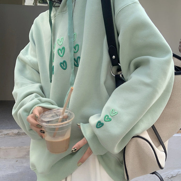 mint aesthetic heart hoodie boogzel apparel