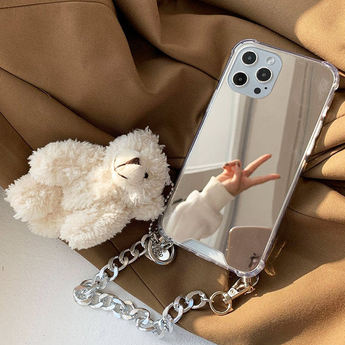 mirror bear chain iphone case boogzel apparel