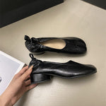 Leather ballet flats featuring a split toe tabi design and a gathered detail - boogzel clothing