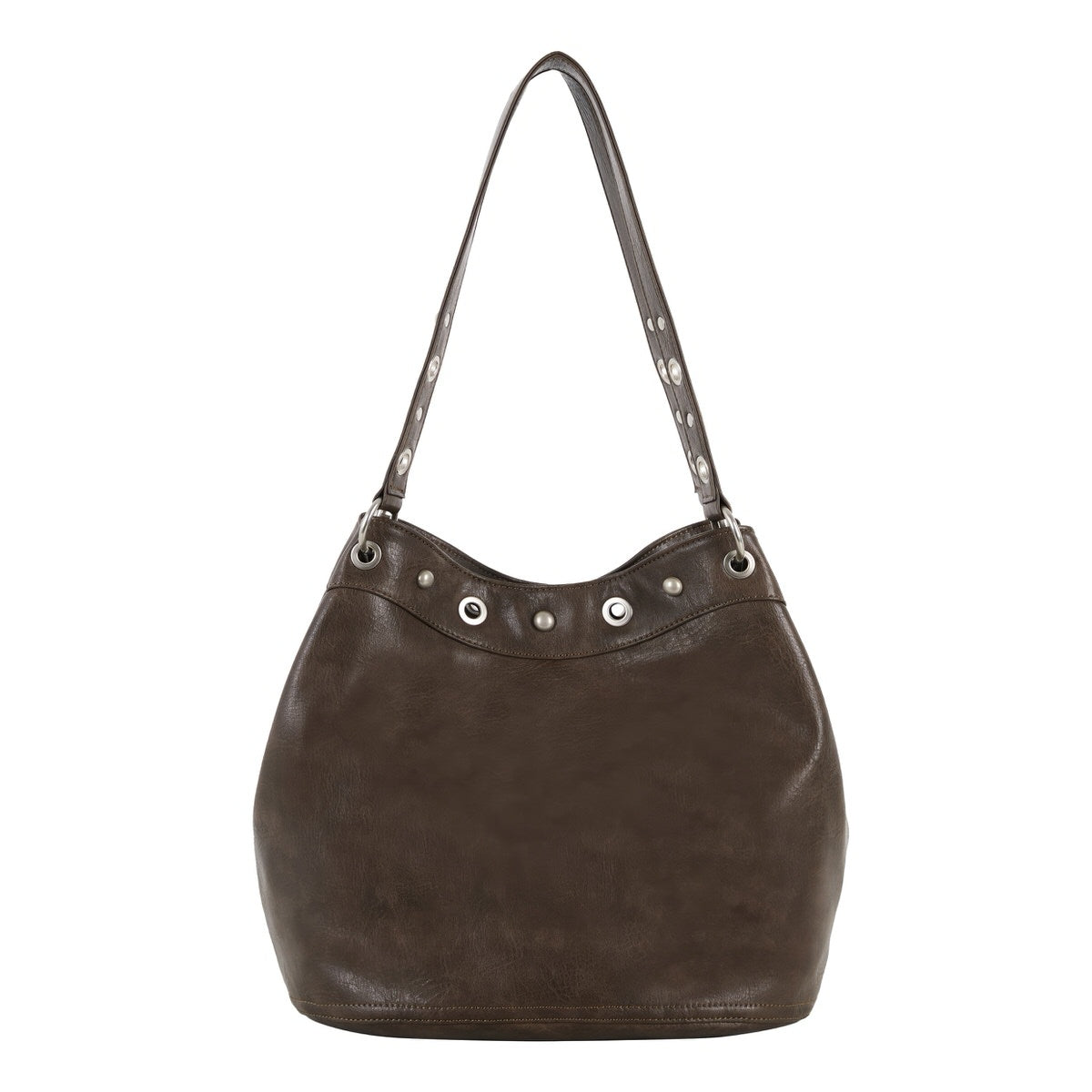 Grommet-Stud-Brown-Shoulder-Bag-for-school