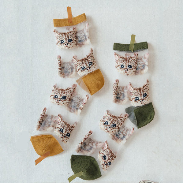 cat transparent socks boogzel apparel
