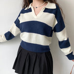 blue striped pullover boogzel apparel