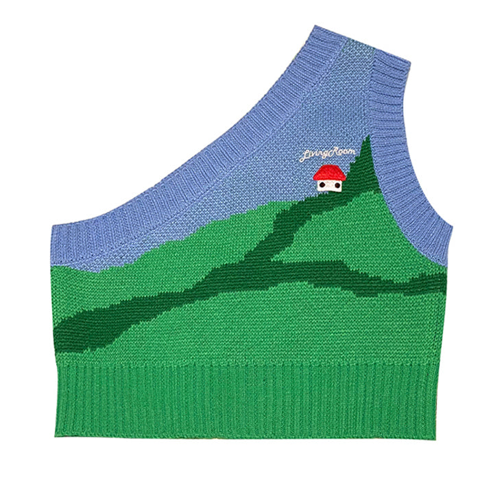 one shoulder knit vest boogzel clothing