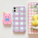 pastel bear plaid iphone case shop