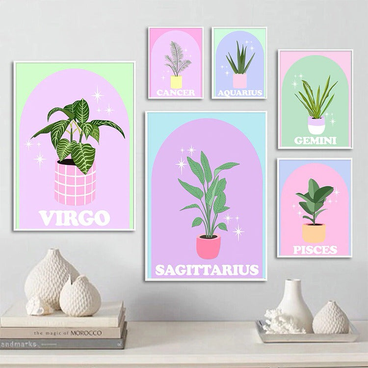 Pastel Zodiac Signs Canvas Poster