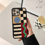 patchwork embroidered iphone case boogzel apparel