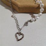 Pearl Asymmetric Heart Necklace boogzel apparel