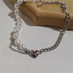 Pearl Asymmetric Heart Necklace boogzel apparel
