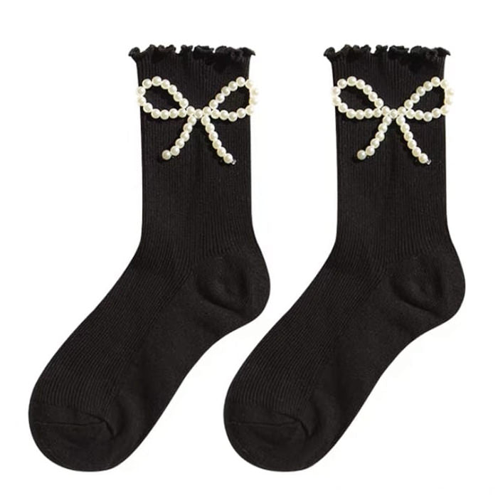 pearl bow socks boogzel apparel