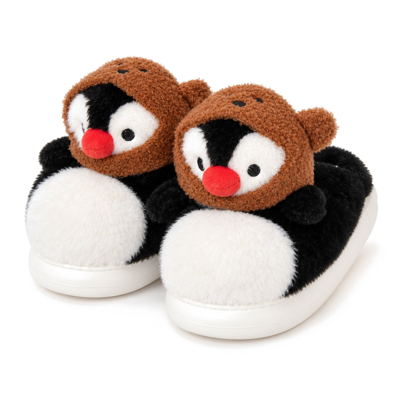 Penguin_Slippers_with_Bear_Hat_Cozy_Winter_Plush_Slippers_Gift_Boogzel