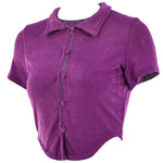 purple velvet collar crop top boogzel apparel