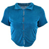 blue velvet collar crop top boogzel apparel