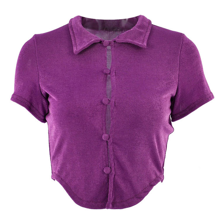 purple velvet collar crop top boogzel apparel