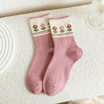 pink aesthetic floral socks boogzel apparel