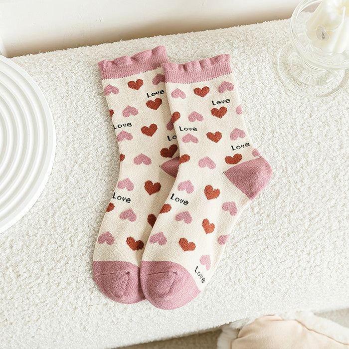 pink aesthetic heart socks boogzel apparel