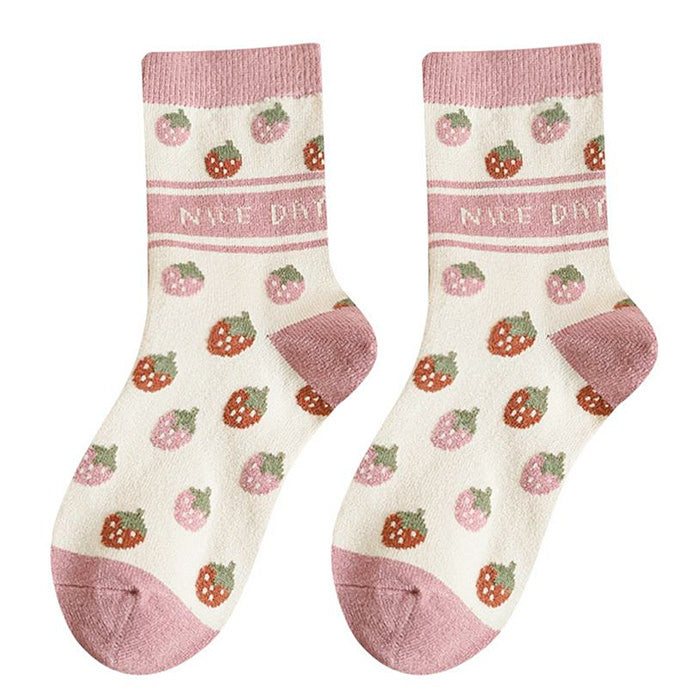 aesthetic strawberry socks boogzel apparel