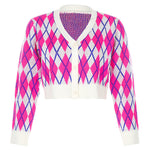pink argyle knit cardigan boogzel apparel