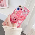 pink bunny checkered phone case boogzel apparel