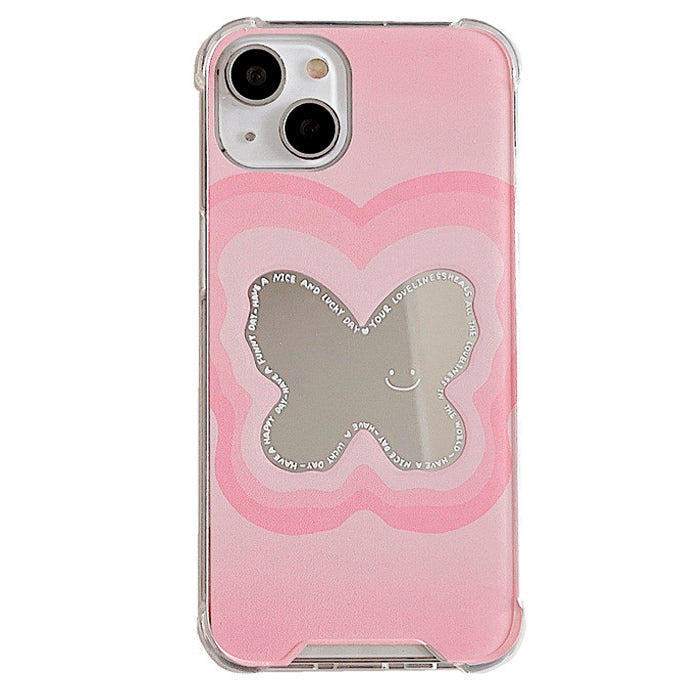 pink butterfly mirror iphone case boogzel apparel