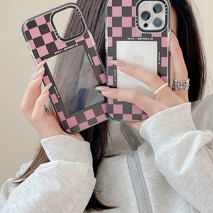 pink checkered iphone case boogzel apparel
