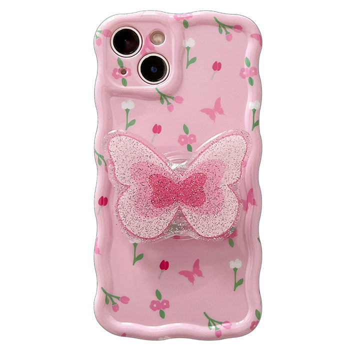 pink flowers butterfly iphone case boogzel apparel