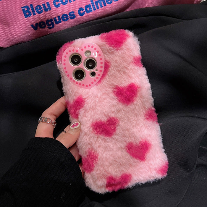 pink heart furry iphone case boogzel apparel