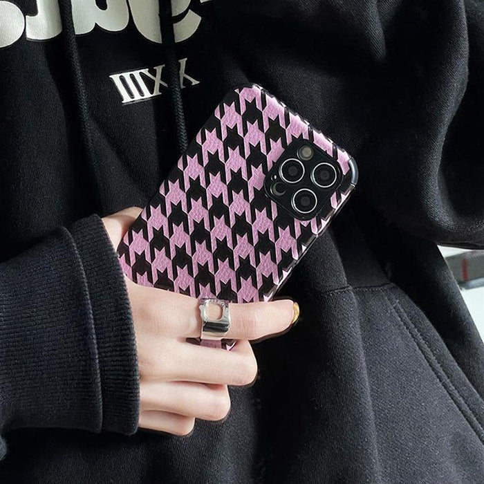 pink houndstooth print iphone case buy