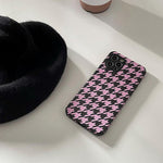pink houndstooth print iphone case shop