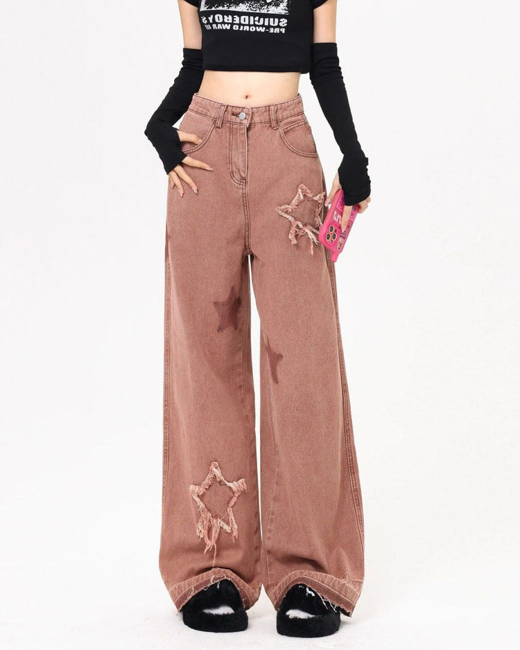 Star Aesthetic Pink Jeans boogzel clothing 