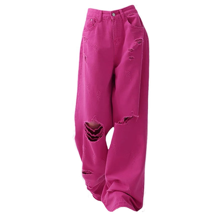 pink star ripped baggy jeans boogzel clothing