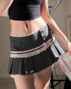Coquette Pinstripe  Micro-Mini Skirt with pink ribbon and bow - boogzel clothing