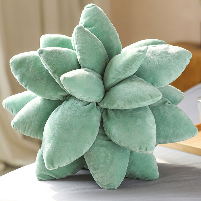 succulent apparel Simulation Creative Succulent Throw Pillow Cute Cactus Plant Pillows Leaf Decoration Soft Plush for Adults Children Home Decor deep green / 25cm