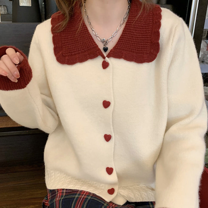 preppy collar knit cardigan boogzel apparel