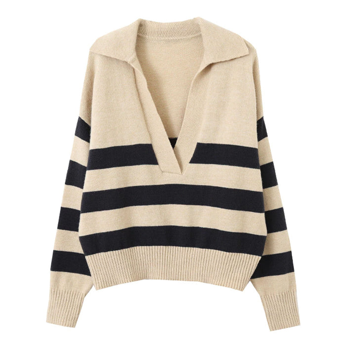 Preppy Collar Striped Pullover | BOOGZEL CLOTHING – Boogzel Clothing