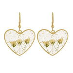 Pressed Flower Heart Earrings