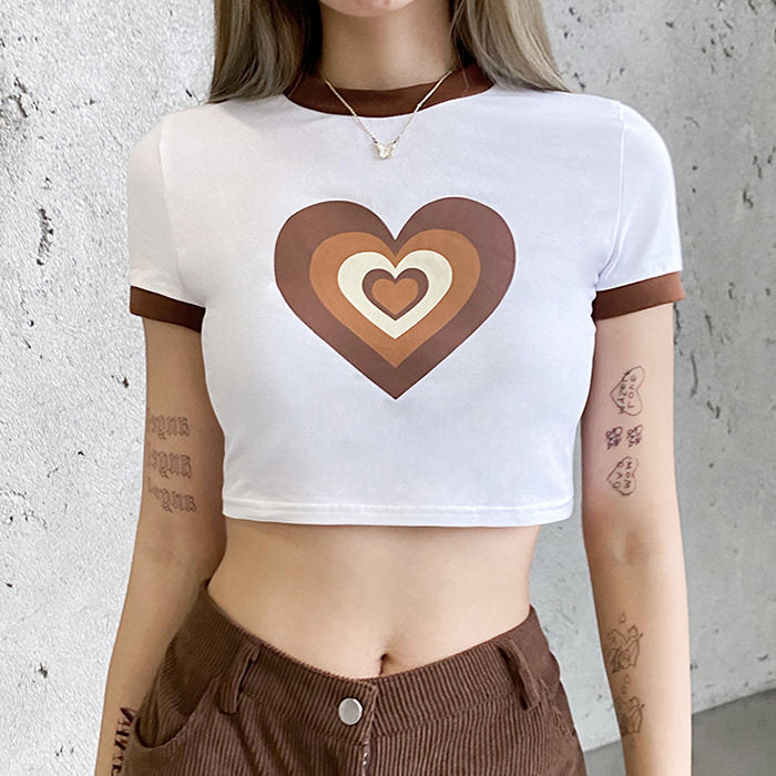 brown heart crop top boogzel apparel
