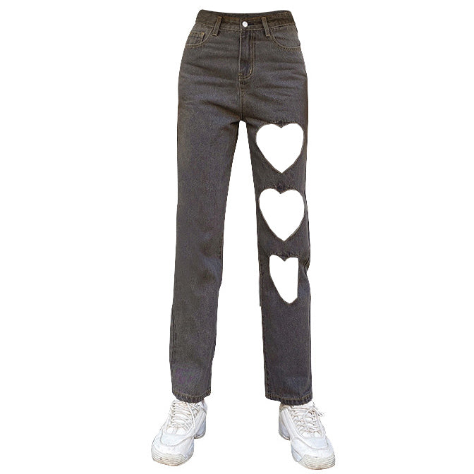 heart cut out jeans boogzel apparel