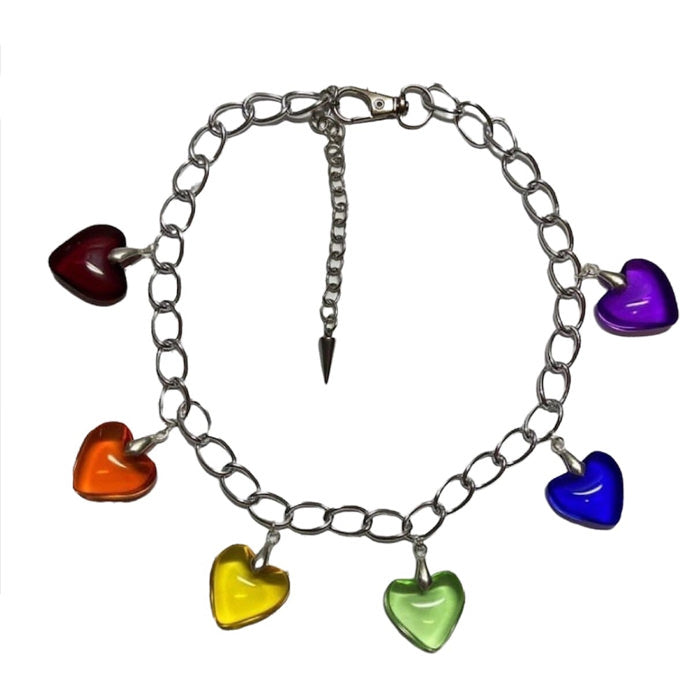 rainbow heart necklace boogzel apparel