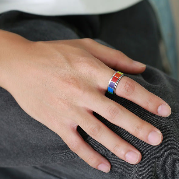 rainbow spinner fidget ring boogzel apparel