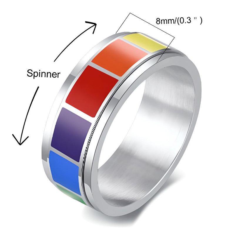 rainbow spinner fidget ring boogzel apparel