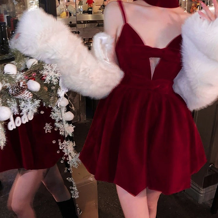 red velvet mini dress boogzel apparel