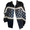 checker reflective denim jacket boogzel apparel