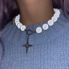 aesthetic Reflective Pearl Necklace boogzel apparel 