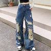 ripped lace up baggy jeans boogzel apparel