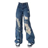 ripped lace up baggy jeans boogzel apparel