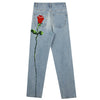 rose embroidery jeans boogzel apparel