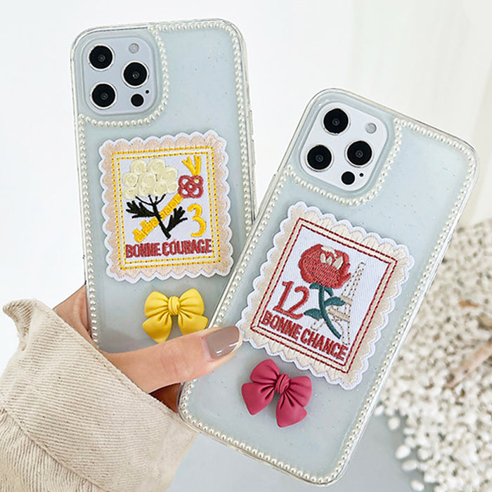 rose embroidery iphone case boogzel apparel